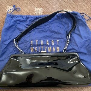 Stuart Weitzman patent leather evening bag.